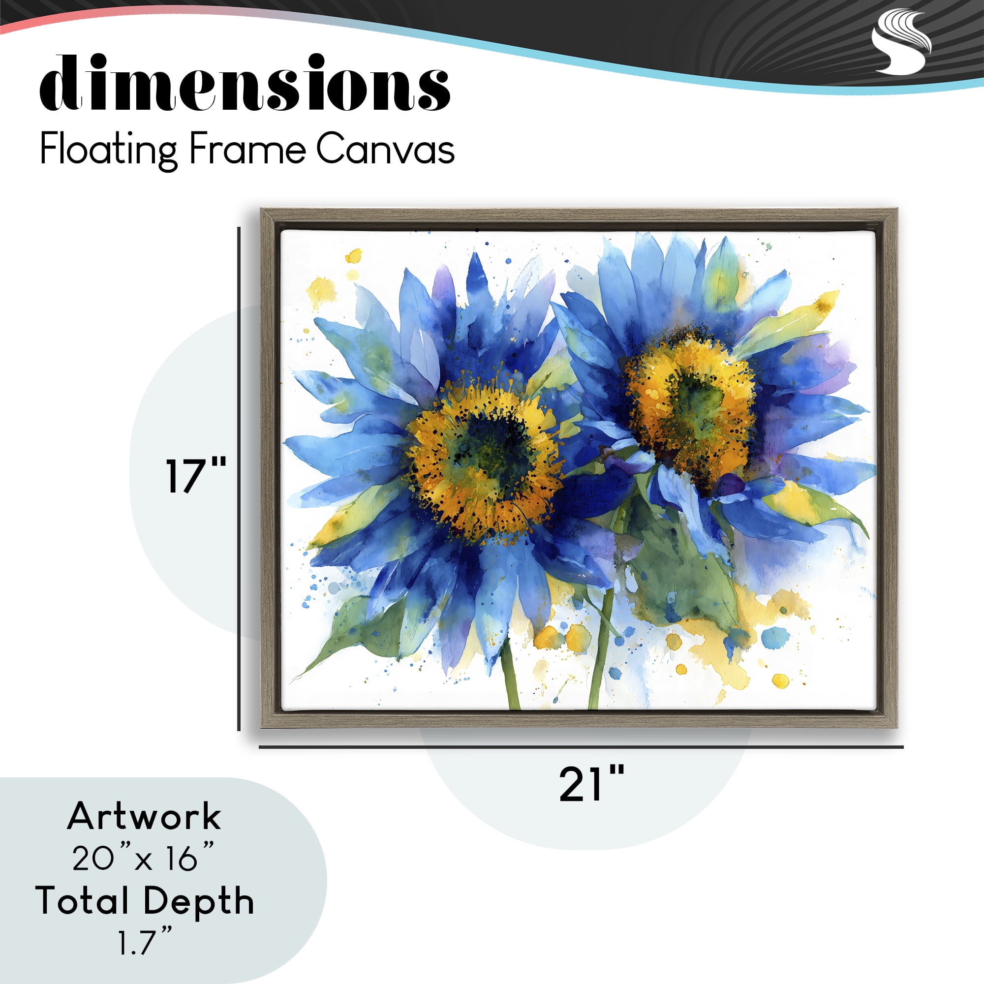 Stupell Industries Blue Sunflowers Bouquet Brown Framed Floater Canvas Wall Art, design by Franklyn Gregory