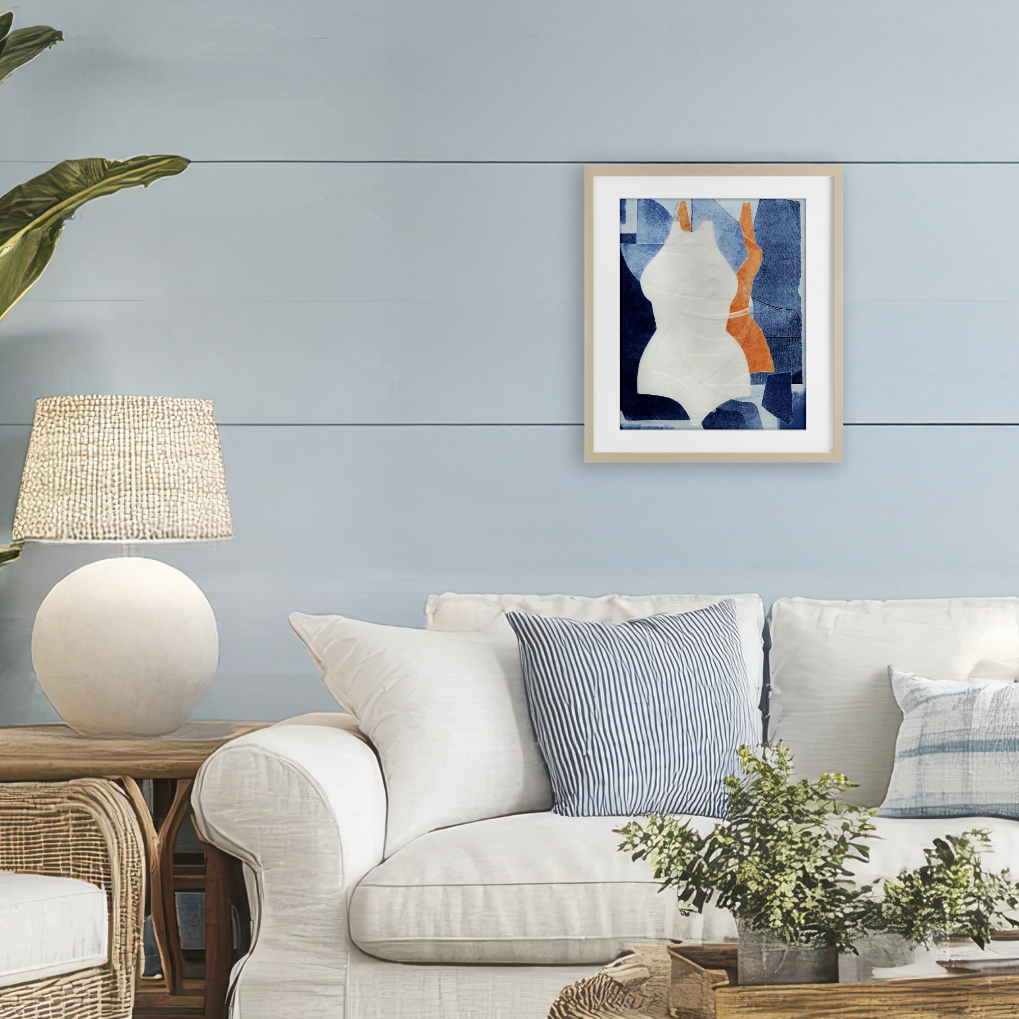 Stupell Industries Abstract Fashion Shapes Blue Birch Framed Print Under Glass, design by Stacy Milrany