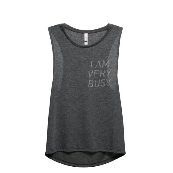 I Am Very Busy Women's Fashion Sleeveless Muscle Tank Top Tee Charcoal Grey Small