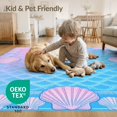 thumbnail image 4 of ODIKA 8'x10' Washable Area Rug Fish Scale Ombre Seashell Border Mermaid Gradient Refined Structured for Dining Room, Large Office, Lounge, Non-Slip Chair-Friendly Mat, 4 of 7