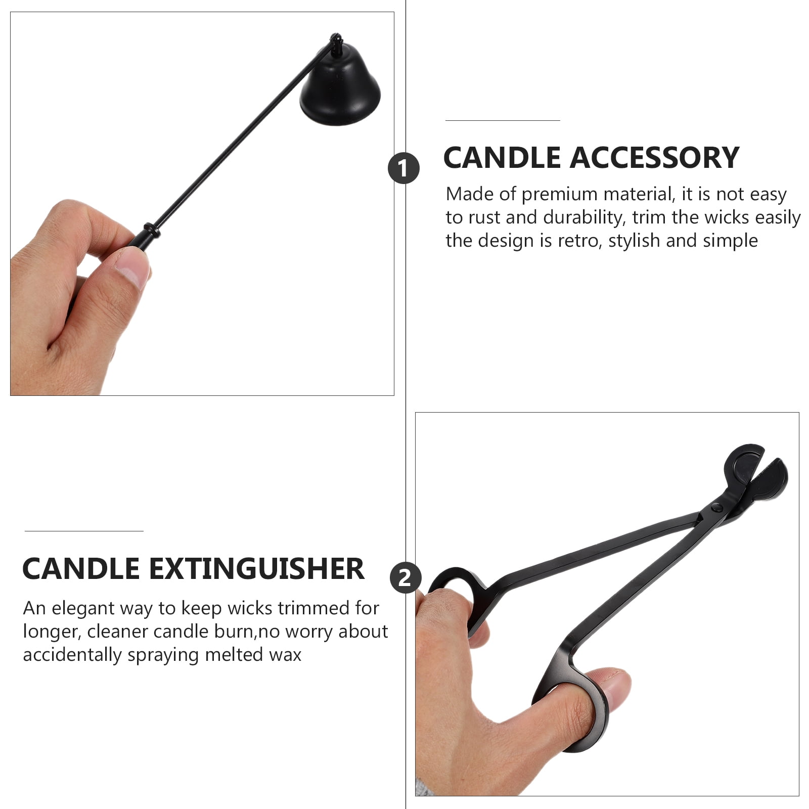 1set Candle Extinguishing Tool Black Candle Snuffer Stainless Steel Wick  Trimmer 5 Styles Candle Accessories Home