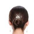 thumbnail image 4 of Elegant Pearl Bride Wedding Hair Pins Leaf Bridal Head Piece Exquisite Flower Accessories for Women and Girls for Pack of 3, 4 of 8