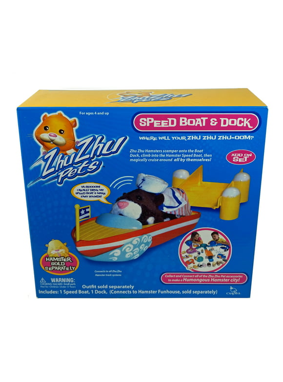 Zhu Zhu Pets Speed Boat & Dock Add-on Playset - Connect to other ZhuZhu Hamster Track Systems