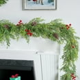 thumbnail image 4 of 71" Real Touch Artificial Cedar and Eucalyptus Christmas Garland with Red Berries - Flexible Greenery Decor for Mantel, Staircase, Banister, Doorway and Table, 4 of 8