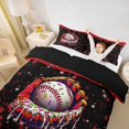 thumbnail image 3 of Castle Fairy Baseball Red Glove Twin Duvet Cover, Stars Print Ice Cream Drip Twin Bedding,Black Reversible,2pcs,1 Duvet Cover and 1 Pillowcase, 3 of 6