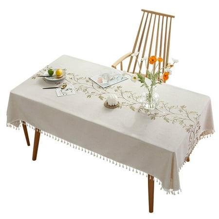 

cusimax Table Cloth Dining Tassel Decor Picnic Table Cover Polyester Rectangular Shape 90x90cm Desk Ornaments Tablecloth Supplies