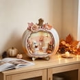 thumbnail image 4 of Halloween Ghost Pumpkin Mini House Light, Illuminated Wooden Miniature Scene Ornament with Cute Spirit Figure, Desktop Tabletop Decoration for Mantel, Shelf, Entryway, Party & Fall Display, 4 of 6