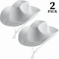 thumbnail image 3 of Bedwina White Cowboy Hat - (Pack of 2) for Adults with Adjustable Neck Drawstring, Dress-up Parties, and Play Costume Accessories, Fits Most Teen Girls Boys, 3 of 7