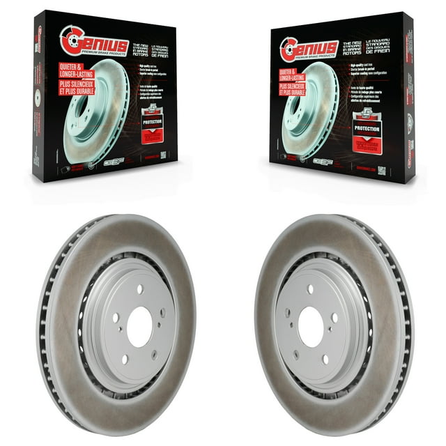 Genius Front Coated Disc Brake Rotors Pair for Car Toyota Highlander Lexus RX350 RX350h KG-101963