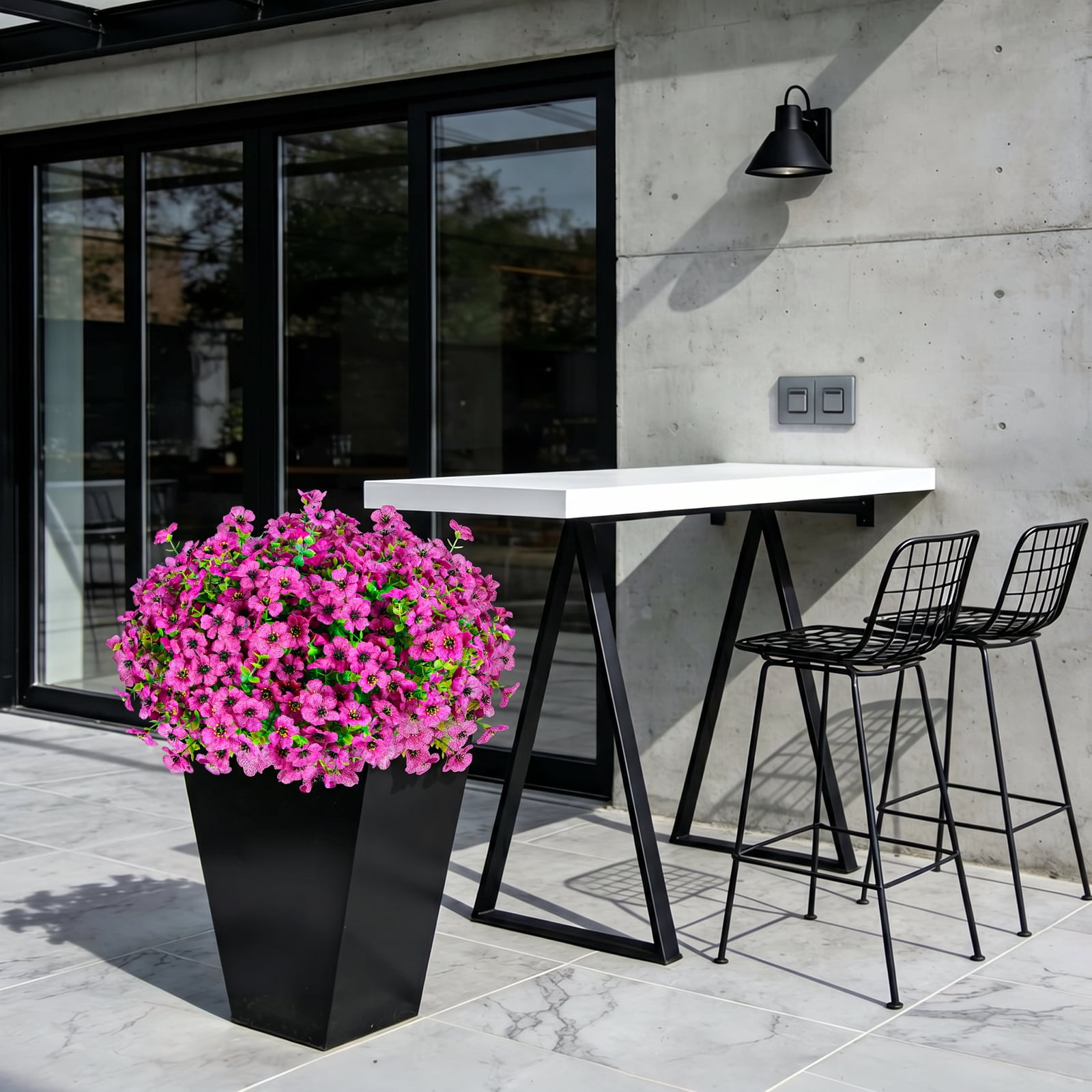 VKFVKF 24 Bundles Artificial Flowers for Outdoors UV Resistant Fake Plastic Plants