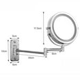 thumbnail image 2 of Wall Mounted Makeup Mirror, 10X Magnifying Double Sided LED Lighted Mirror, 360° Swivel Extendable Cosmetic Vanity Mirror, Powered by Batteries Not Included, Chrome,7 inches, 2 of 6