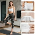 thumbnail image 7 of SCRAWLGOD High Waisted 3/4 Leggings for Women Tummy Control Elastic Cropped Tights with Pockets Buttery Soft Yoga Pants for Workout Athletic Running, Moon Sun Stars White Black, XS, 7 of 7