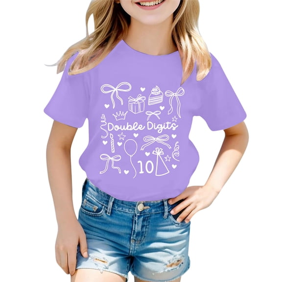 MUXiin Kids Shirts Girls 10-12 Birthday Cute Graphic Crew Neck Preppy Short Sleeve T Shirt Fashion Cool Back To School Tee Tops Summer Clothes for Girls Tee for Boys & Girls