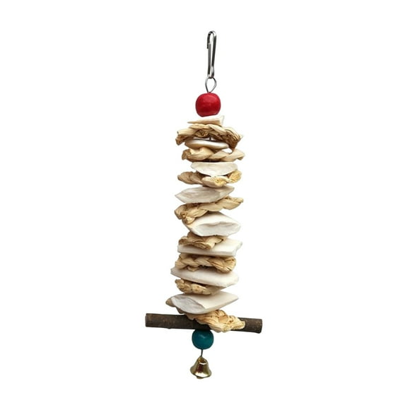 Corn Husk, Wood, and Squid Bone Parrot Toy for Pet Birds