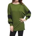 thumbnail image 1 of Túnica Suelta Para Mujeres Bloque De Color Mangas De Murciélago Verde XS Unique Bargains Túnica Suelta, 1 of 6