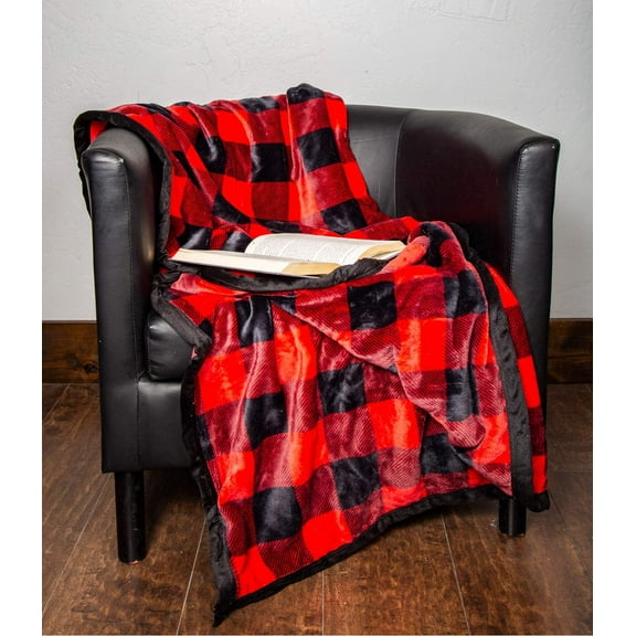1i4 Group Outrageously Soft 50-by-60-inch Reversible Velvet Ultra Plush Throw, Buffalo Plaid (Double Sided)