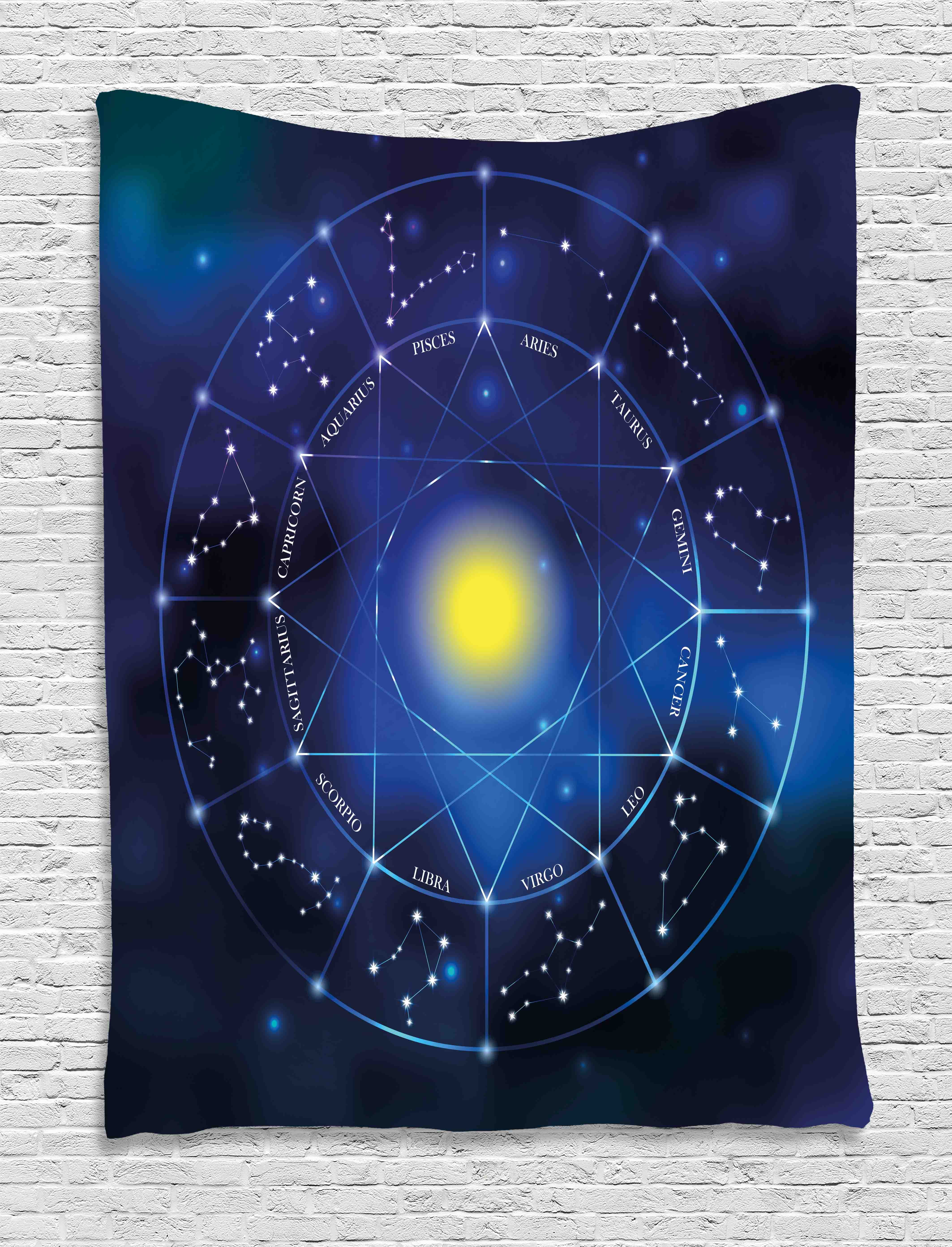 Constellation Tapestry, Illustration of Zodiac Signs in Geometric ...