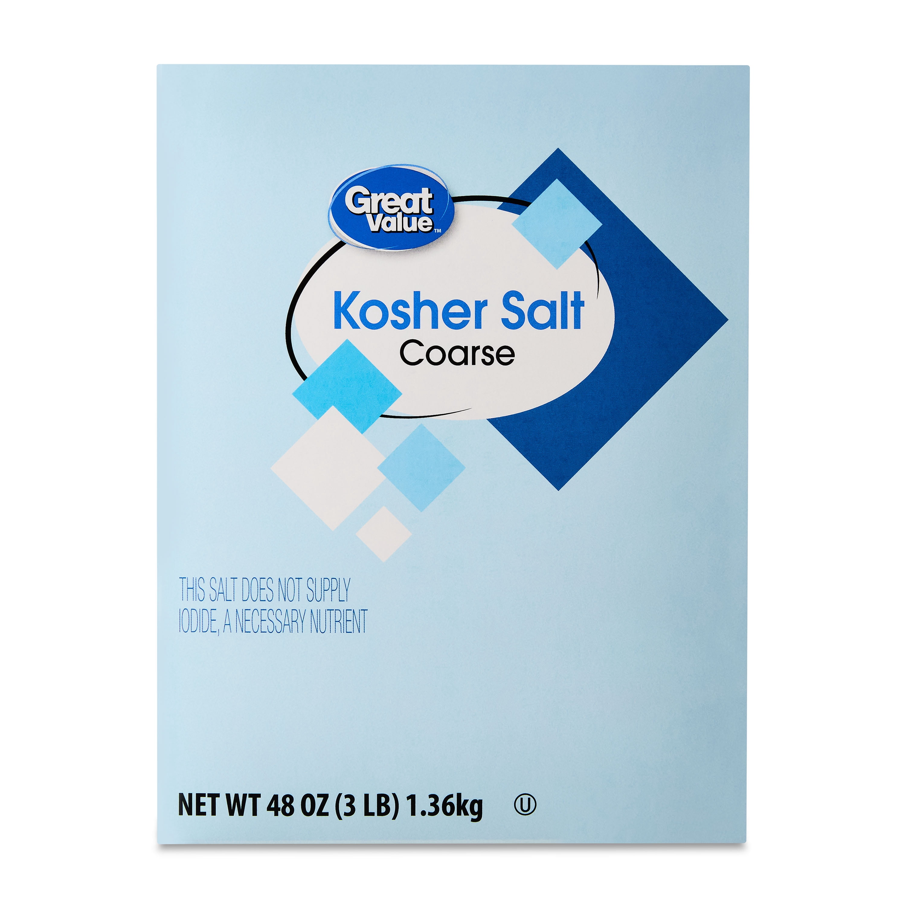 (3 pack) Great Value Coarse Kosher Salt, 48 oz