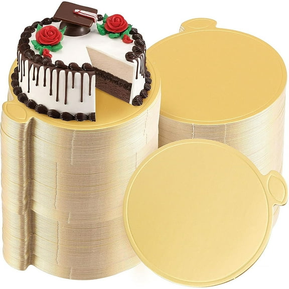 3.5in Mini Cake Boards,Tutuviw 50 Pack Gold Cake Board,Mini Cake Base Cardboard,Small Cake Tray Paper,Round Cake Boards For Party Wedding Birthday Catering & Restaurant Bakeware