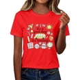 thumbnail image 3 of Endives Women's Short Sleeve T-shirt Plus Size Teacher Shirt Womens Graphic T Shirt Summer Tops Funny Print Crew Neck Casual Loose Cute T Shirts T Shirts for Women Red S, 3 of 7