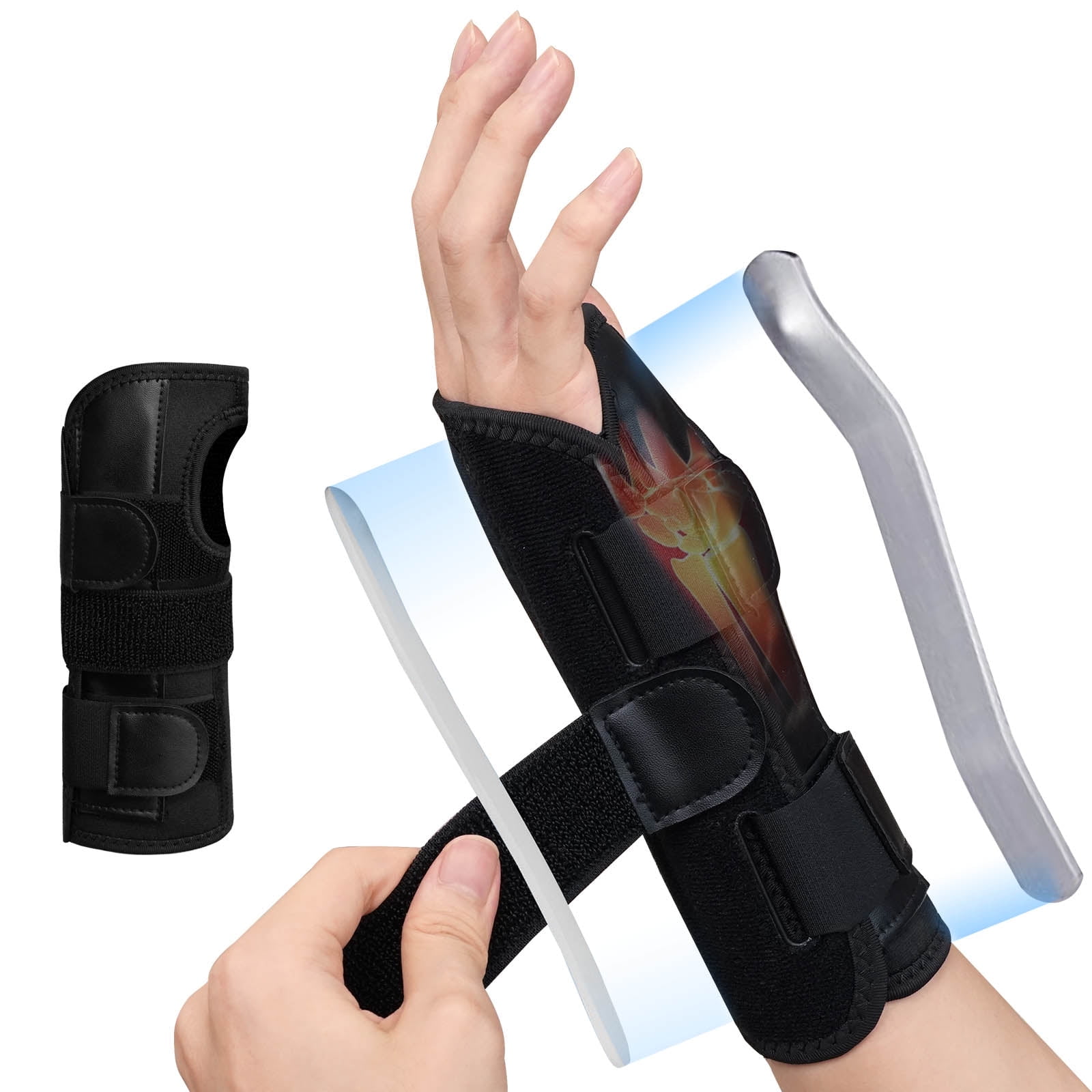 UNEEI Adjustable Wrist Brace, Carpal Tunnel Wrist Brace Night Support for Women Men,Thumb Spica Splint Support forTyping, Fitness, Cycling, Arthritis, Sports Recovery,Right Hand