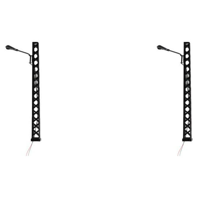 bedienty Model Railway Lamp Pathway Landscape Scenery Lightweight Ladder Streetlights Resistance Decorative LED Metal Lamppost Black(White Light) 2Set