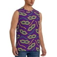 thumbnail image 2 of Haiem Men's Carnival Masks and Beads Print Tank Tops Summer Sleeveless Cut Off Workout T-Shirts Fitness Vest Athletic Undershirts-Medium, 2 of 8
