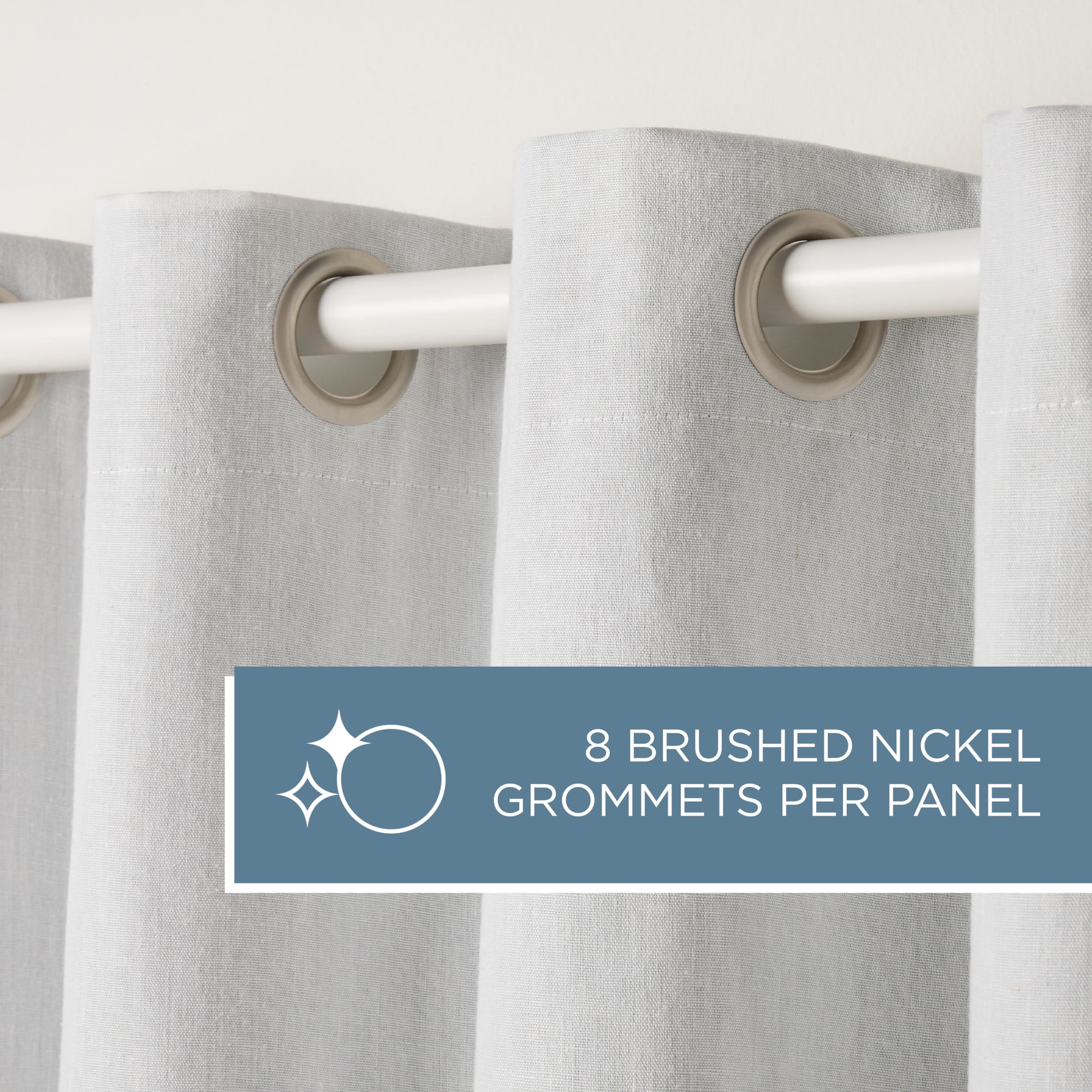 TOWN & COUNTRY BASICS Bertram Solid Linen Texture Indoor Curtains, Room Darkening with Energy Efficient Lining, Grommet Top, 2-Pack Set, Ivory, 50"x63"