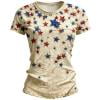 Women's American Flag Floral Scrub Tops 250th Anniversary 1776-2026 V Neck Short Sleeve Stretch Nurse Uniforms with Pockets 4th of July Independence Day Work Wear , #01 Blue, 3XL