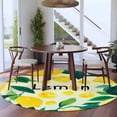 thumbnail image 4 of Farm Lemon Round Living Room Rugs 6 ft, Yellow Summer Fruit Green Leaves Beige Botanical Washable Area Rug with Non-Slip Sturdy Edge Binding Round Carpet for Kitchen Office Bedroom, 4 of 9