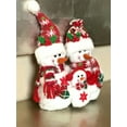 thumbnail image 6 of Snowmen Family Plush Shelf Sitter Figurine Red White Green Soft Fabric Christmas Decoration Tabletop Fireplace Desk Winter Holiday Collectible (12” x 9”), 6 of 7