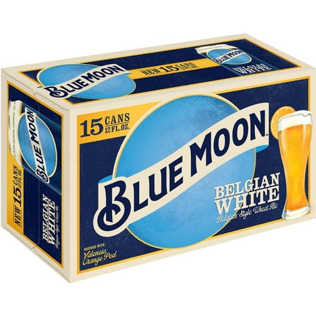 Blue Moon Belgian White Ale Beer, 15 Pack, 12 fl. oz. Cans, 5.4% ABV