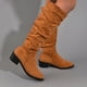thumbnail image 2 of Amzcrzy Zapatos de mujer,Zapatos de mujer,Zapatillas de mujer, Botas largas de color aterciopelado para mujer, botas de tacón medio, botas hasta la rodilla con punta puntiaguda, para otoño e invierno, 2 of 6