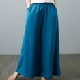 thumbnail image 4 of Wycnly Pants for Women Trousers for Women Fashion Drawstring Elastic Waist Loose Straight Leg Pants Vintage Cotton Linen Casual Ladies Long Pants with Pocket, 4 of 4