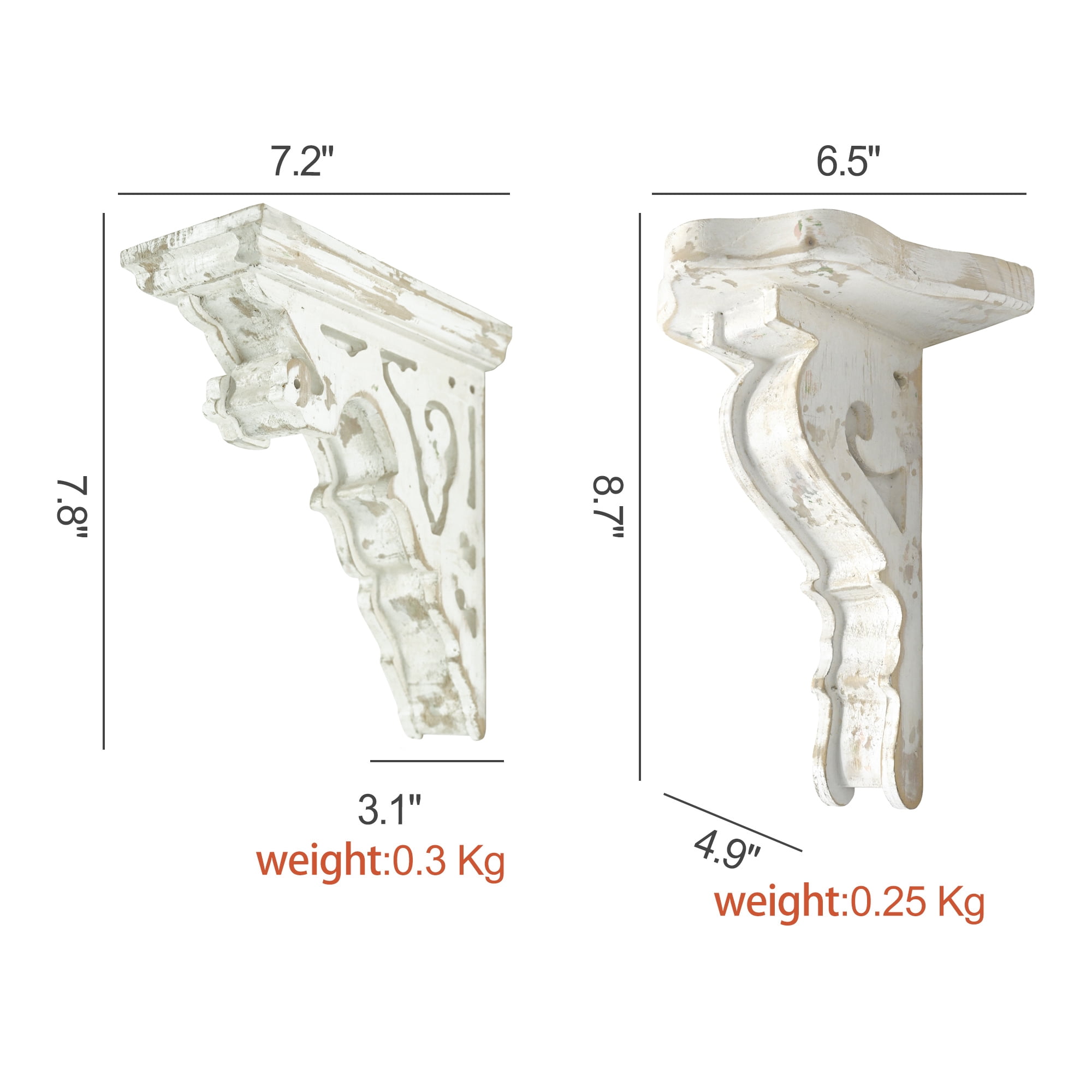 Wood Corbels Shabby Wood Brackets Decorative Shelf Brackets in Diffferent Shape Vintage White Wooden Corbels Wall Decor Door Inner Corner Decoration