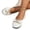 White, variant on longantii Women's Casual Flat Loafers Breathable Perforated Round Toe Slip On Shoes with Bow Rhinestone Comfort Wedge Heel Dress Flats for Spring Summer Work