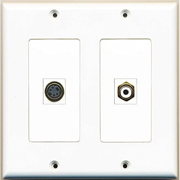 RiteAV - 1 Port RCA White 1 Port S-Video - Dual Gang Wall Plate