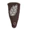 thumbnail image 3 of pitrice Crochet Headbands Winter Leaves Pattern with Rhinestones Elastic Head Protector Wide Warm Chunky Hair Accessories for Girls Coffee, 3 of 9