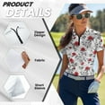 thumbnail image 5 of COEQINE Women 1/4 Zip Golf Shirts V Neck Short Sleeve Soft Polo Shirts Red Rose Print Lightweight Golf Tops Quick Dry Fit Workout Moisture Wicking Tennis Activewear, 2XL, 5 of 7