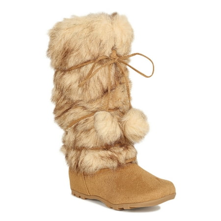 Women Winter Pom Pom Fur Eskimo Mid-Calf Boot