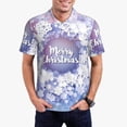 thumbnail image 3 of Balery Round Snow Merry Christmas Printed Men’s Short Sleeve Polo Shirt, Midweight Men's Shirt,Golf Polo shirts -, 3 of 9