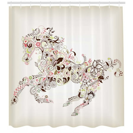 Abstract Shower Curtain Abstract Floral Horse Flower Leaf