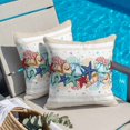 thumbnail image 5 of Summer Marine Throw Pillow Cover Life Beach Starfish Shell Coral Vintage Linen Cotton Linen Cushion Cover Throw Pillow Case with Invisible Zipper for Couch Sofa Bed Chair Car 20x20 Inch, 5 of 14
