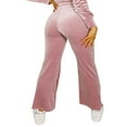 thumbnail image 3 of Women Workout Sets Velvet Long Sleeve Zip Up Crop Hoodie Drawstring Sweatpants With Pockets Tracksuit, 3 of 4
