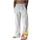 thumbnail image 2 of Pantalones largos de verano para hombre, de algodón y lino, con pierna ancha, estampados, con cordones, para deportes y vacaciones, 2 of 6