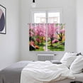 thumbnail image 3 of Nature Pink Green Kitchen Curtains Window Panels, Spring Country Oil Painting Flower Tree Insulated Window Treatment Curtain, Grommet Curtains for Bedroom/Living Room/Bathroom, 2 Piece 52"Wx72"L, 3 of 8