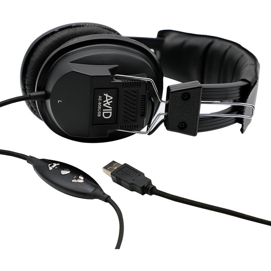 AVID AE-808 USB Headphone with In Line Microphone, Black - Walmart.com ...