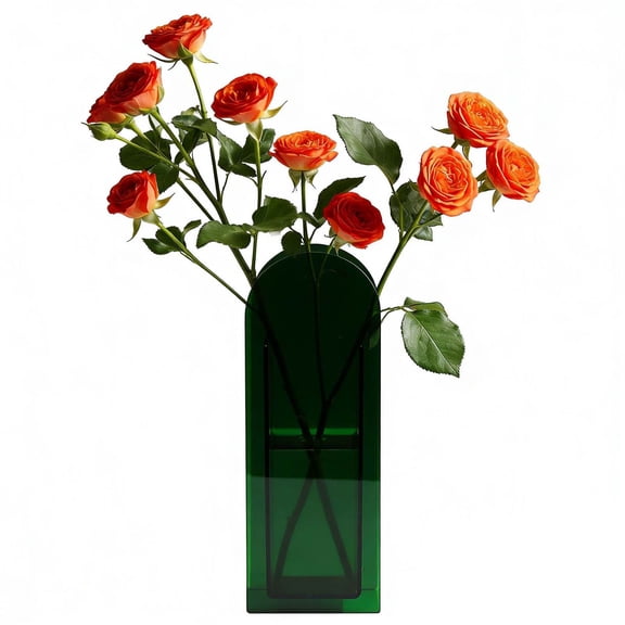 Acrylic Vase for Home Decor, Geometric Wide Mouth vase, Acrylic Flower Vase Modern Minimalist Wedding Decoration for centerpieces Desk Flower Bud vase, for Living Room Table, Office, Wedding