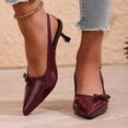 thumbnail image 6 of Xfvqtps Womens Heels Slingback Sandals Patent Leather Bow Pointed Toe Adjustable Strap Dressy Evening Pumps Shoes, 6 of 9