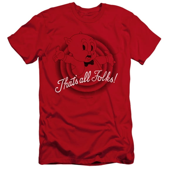 Looney Tunes Thats All Folks HBO S/S Adult 30/1 T-Shirt Red